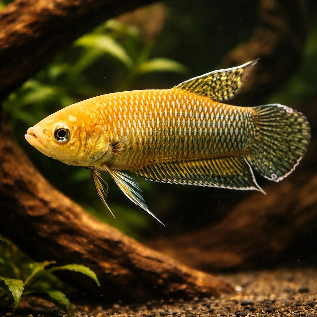 Slim Betta, Slender Betta — tropical fish for sale UK — AI hero driftwood view