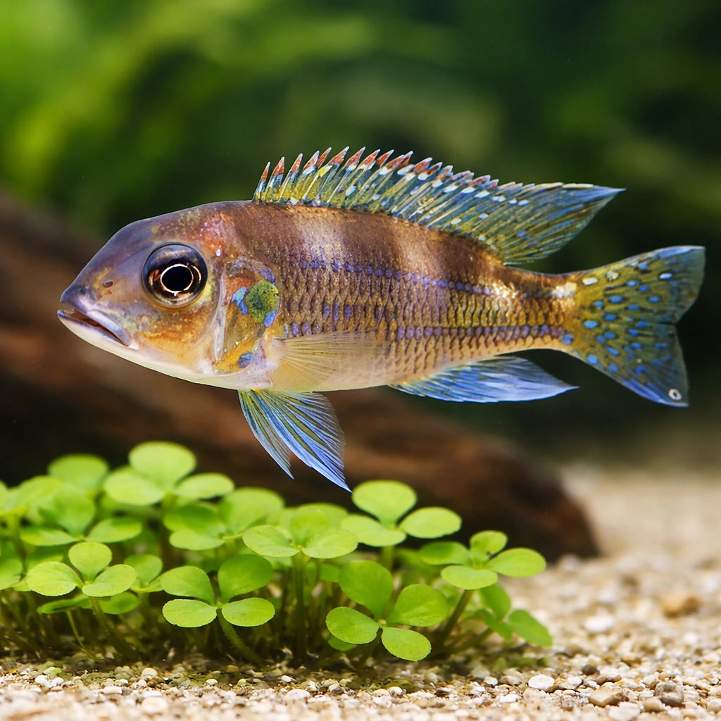 Spangled Cichlid — tropical fish for sale UK — AI scale plant view