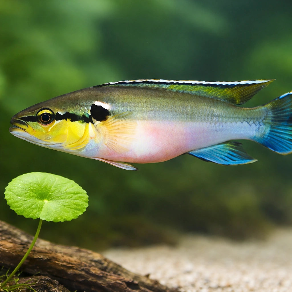 Spangled Pike Cichlid — tropical fish for sale UK — AI scale plant view