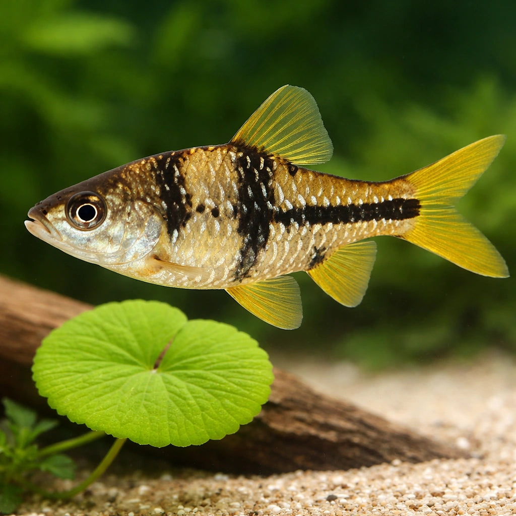 Spanner Barb, T-Barb — tropical fish for sale UK — AI scale plant view