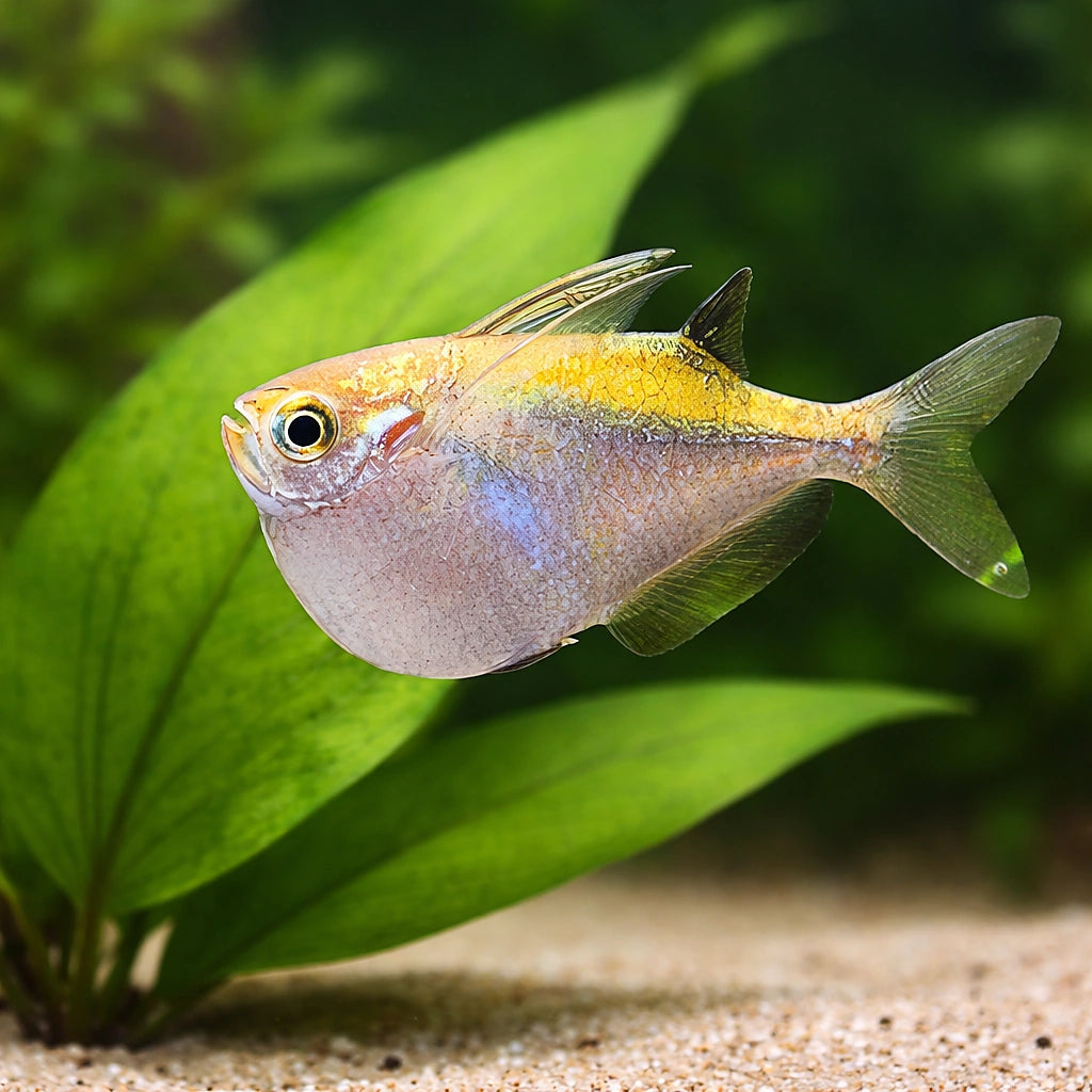 Spotfin hatchetfish — tropical fish for sale UK — AI scale plant view