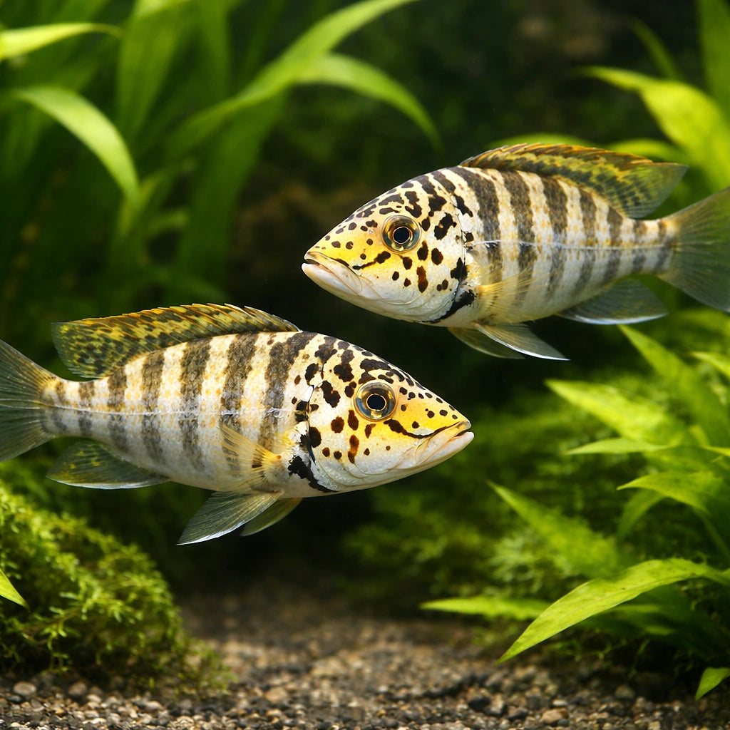 Spothead Hap, Red-Spotted M — tropical fish for sale UK — AI pair planted view