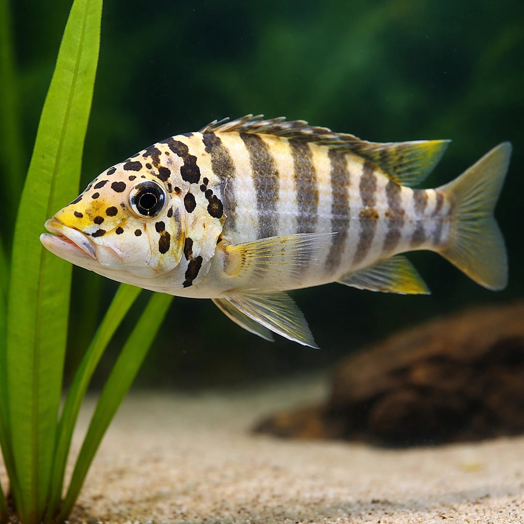 Spothead Hap, Red-Spotted M — tropical fish for sale UK — AI scale plant view