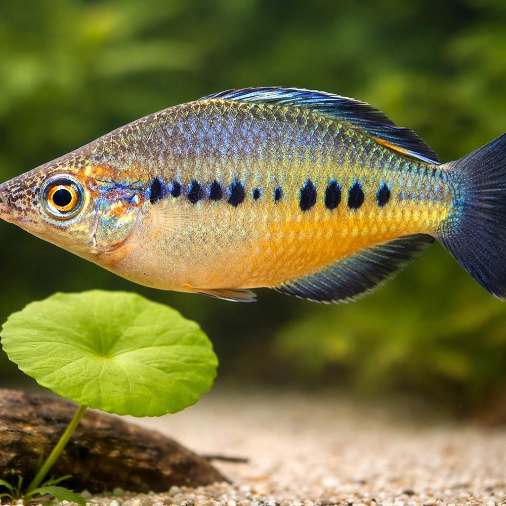 Spotted Rainbowfish — tropical fish for sale UK — AI scale plant view