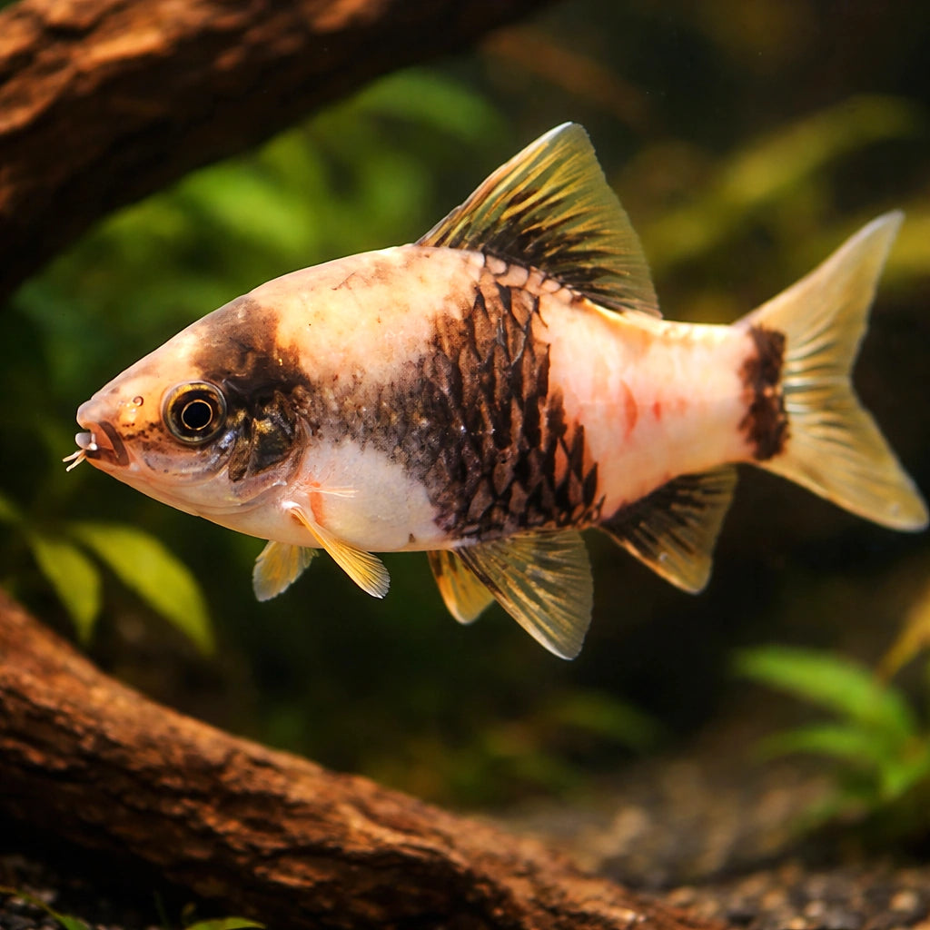 Striped Barb, Banded Barb — tropical fish for sale UK — AI hero driftwood view
