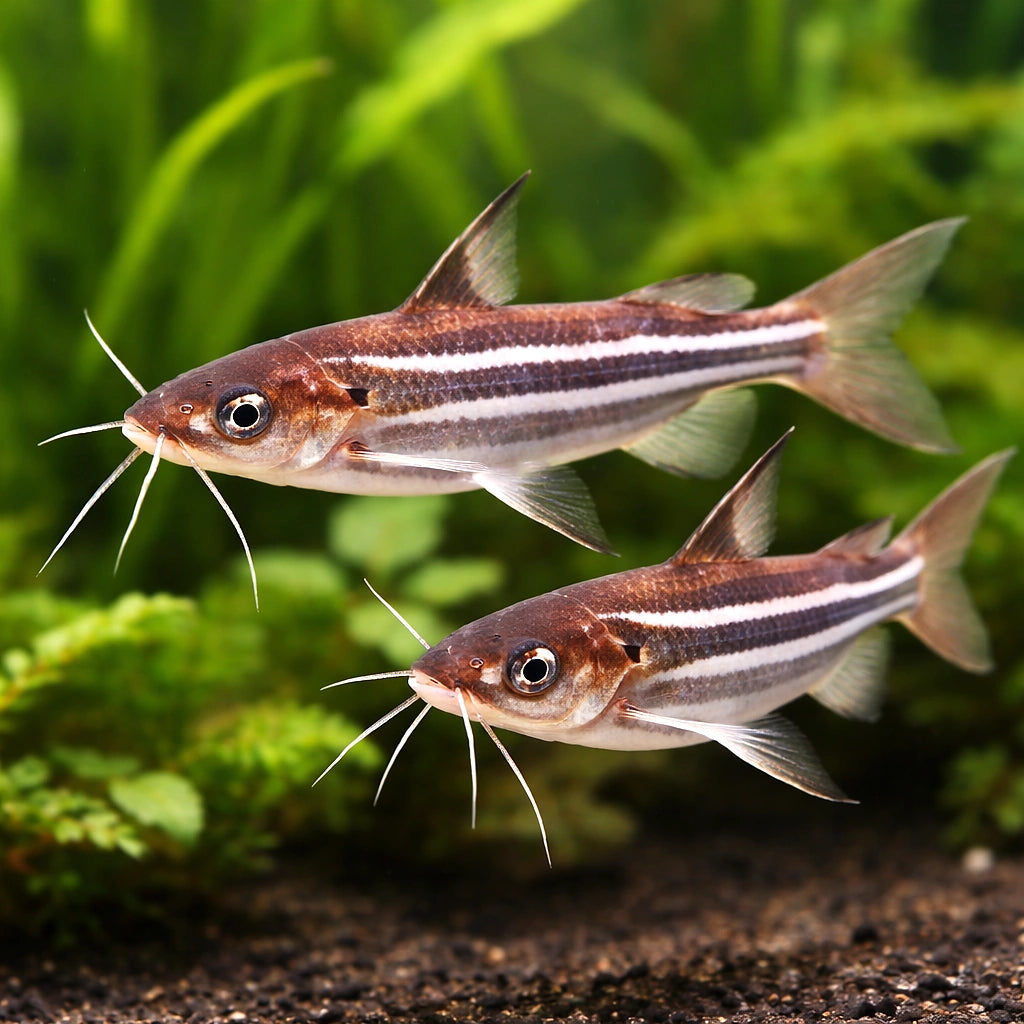 Striped Catfish, Pyjama Cat — tropical fish for sale UK — AI pair planted view