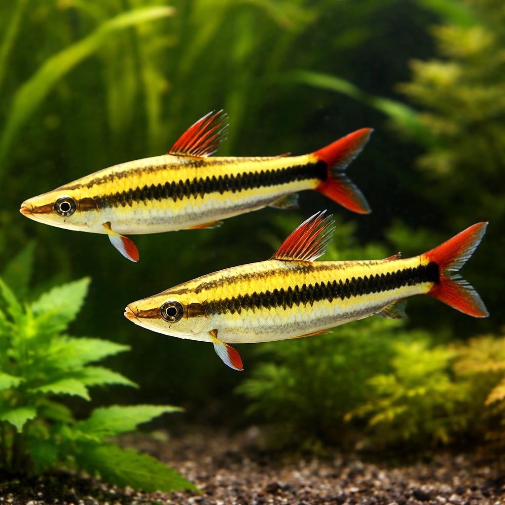 Striped Headstander — tropical fish for sale UK — AI pair planted view
