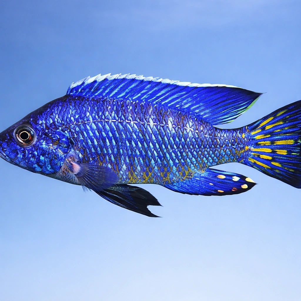 Stuargrandi Peacock Cichlid — tropical fish for sale UK — AI side clean view