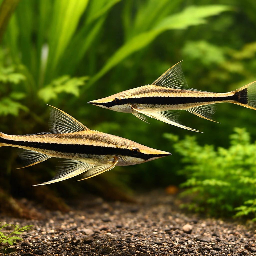 Sturisoma barbatum 4 - — tropical fish for sale UK — AI pair planted view