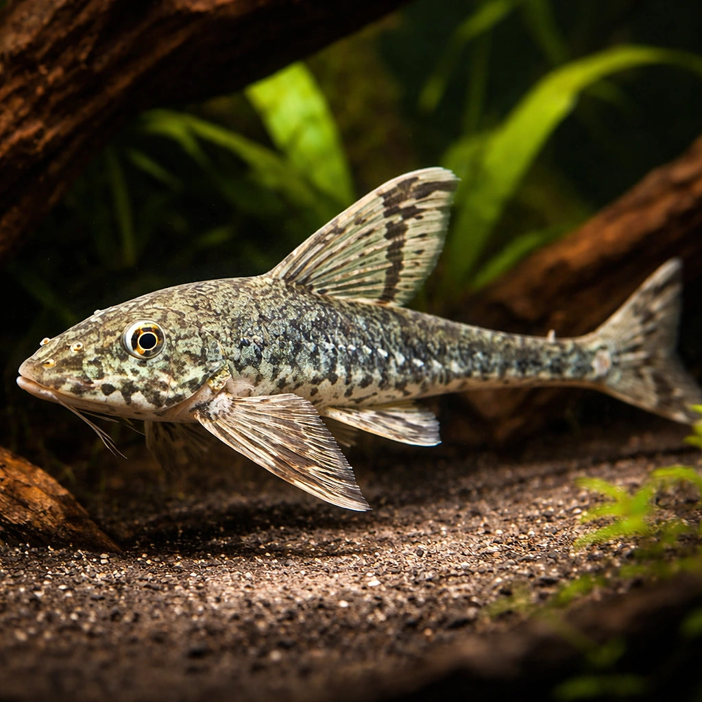 Sturisoma nigrirostrum 5 - — tropical fish for sale UK — AI hero driftwood view