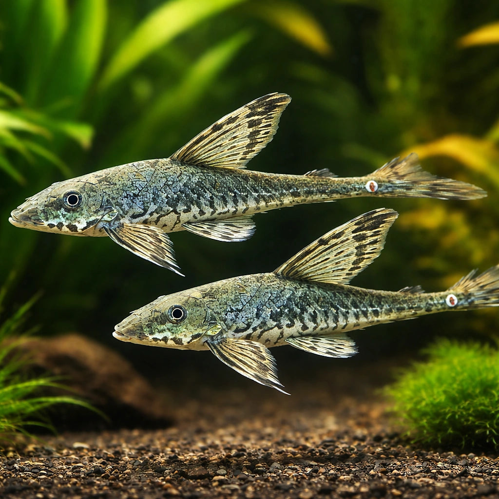 Sturisoma nigrirostrum 5 - — tropical fish for sale UK — AI pair planted view