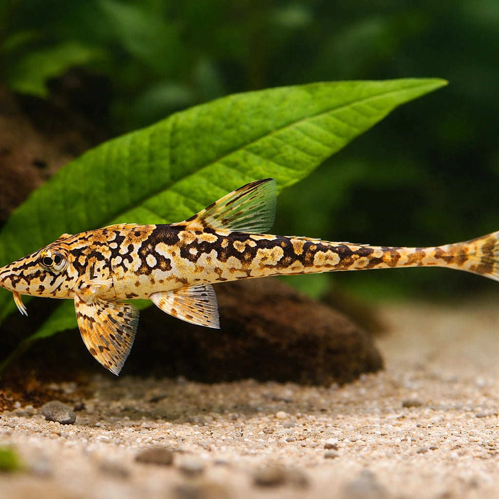 Sturisomaichtis leightoni 6 - — tropical fish for sale UK — AI scale plant view