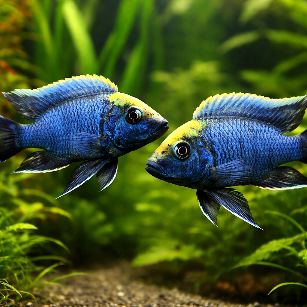 Sulphurhead Peacock, Maylandii — tropical fish for sale UK — AI pair planted view