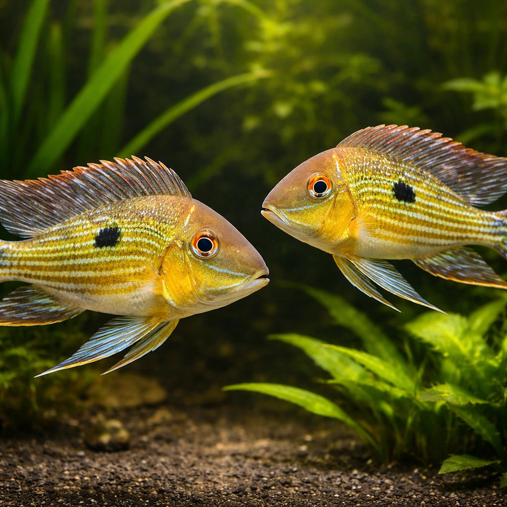 Surinam Geophagus — tropical fish for sale UK — AI pair planted view