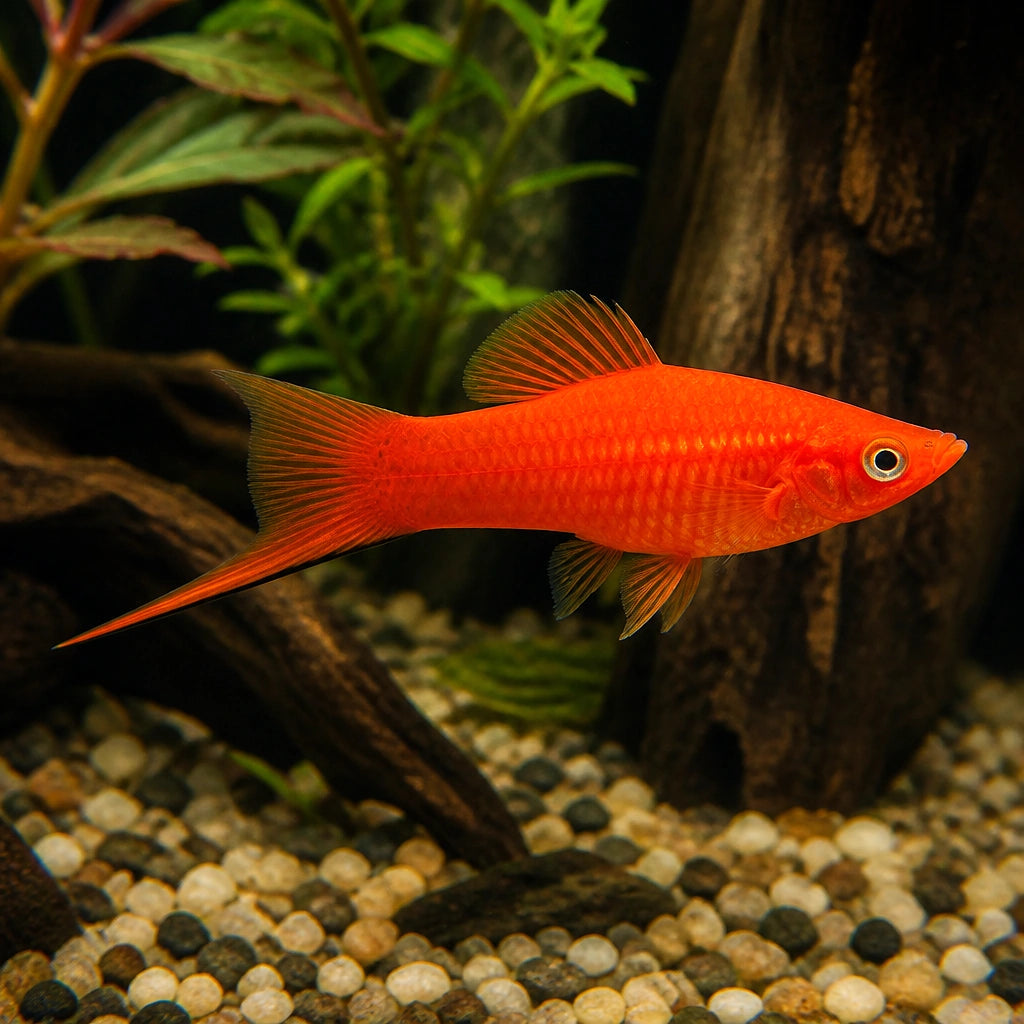 Vienna Broccoli Swordtail - Xiphophorus Hellerii - Livebearer, Peaceful Companions for Beginners, Easy Care Freshwater Fish That Flourish in Diverse Aquatic Environments, Vibrant Colors for Any Aquarium — for sale UK — AI natural aquarium view
