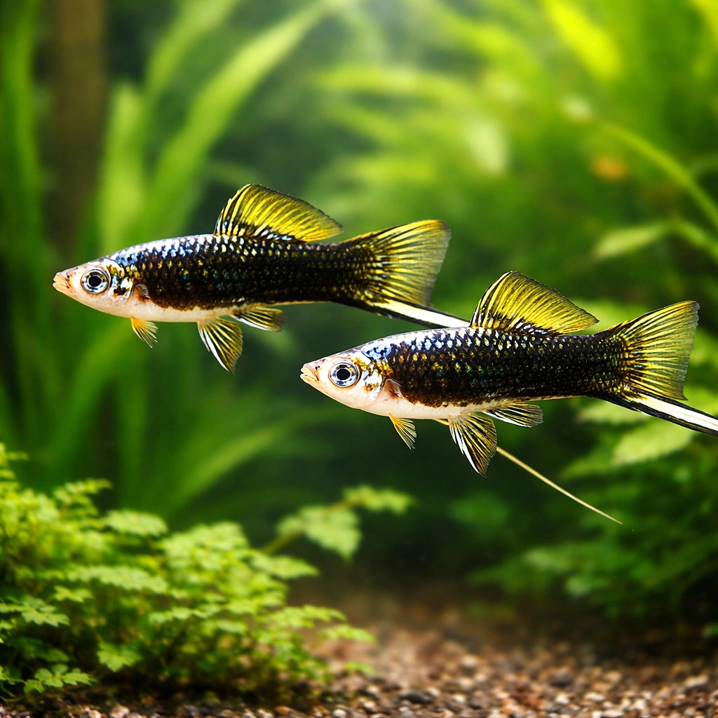 Swordtail Black — tropical fish for sale UK — AI pair planted view