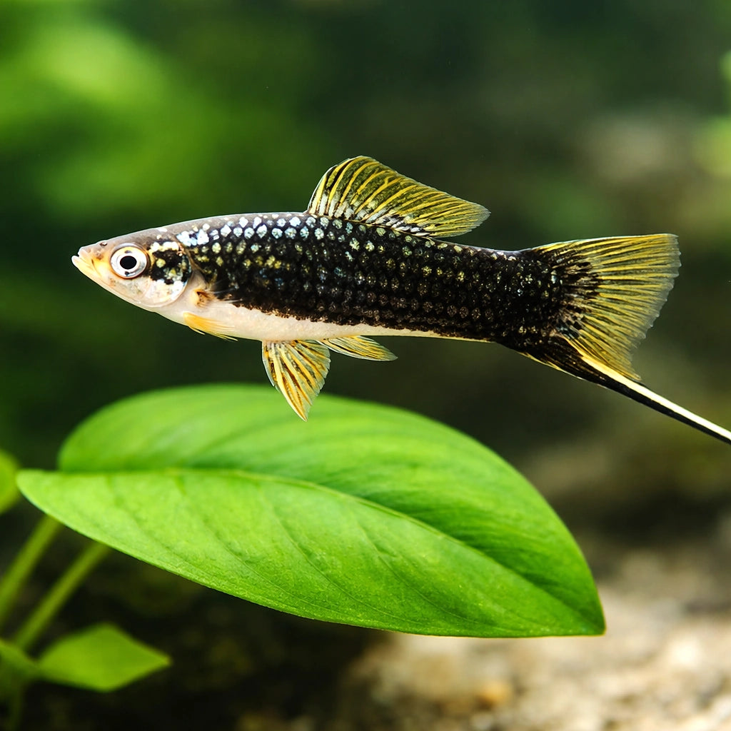 Swordtail Black — tropical fish for sale UK — AI scale plant view