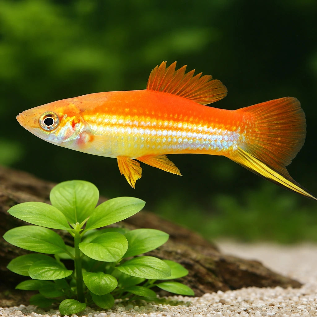 Swordtail Marry Gold — tropical fish for sale UK — AI scale plant view