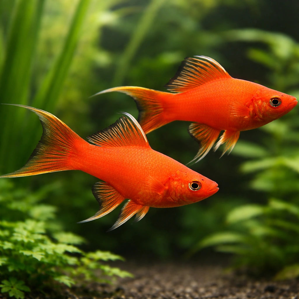 Swordtail Red Lyra — tropical fish for sale UK — AI pair planted view