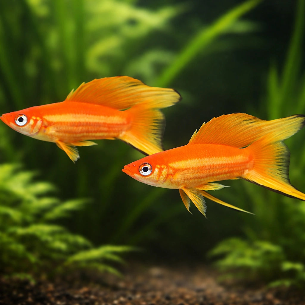 Swordtail Red Simpson — tropical fish for sale UK — AI pair planted view