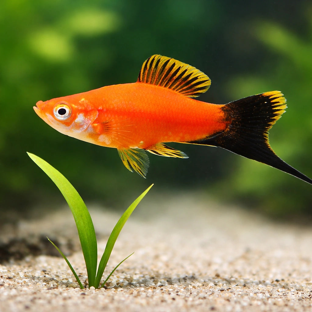 Swordtail Red Wagtail — tropical fish for sale UK — AI scale plant view