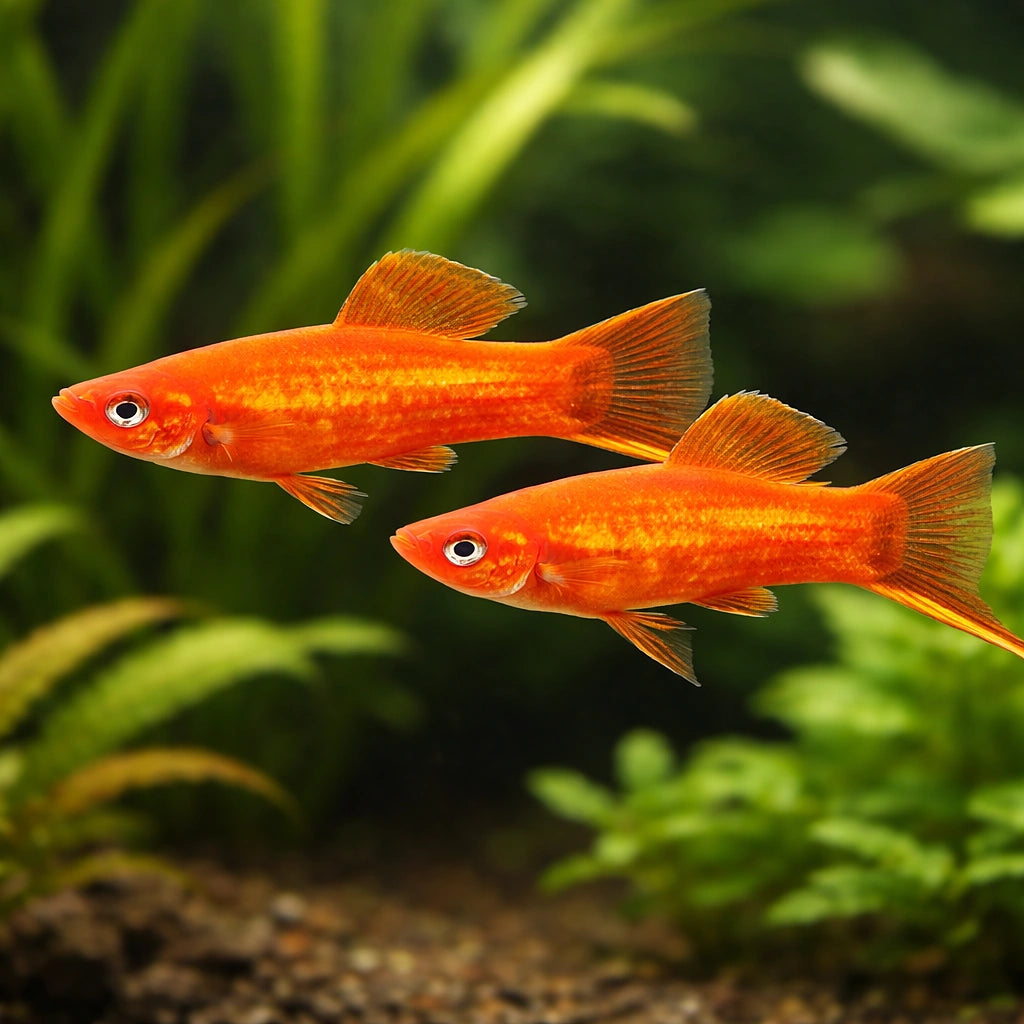 Swordtail Red — tropical fish for sale UK — AI pair planted view