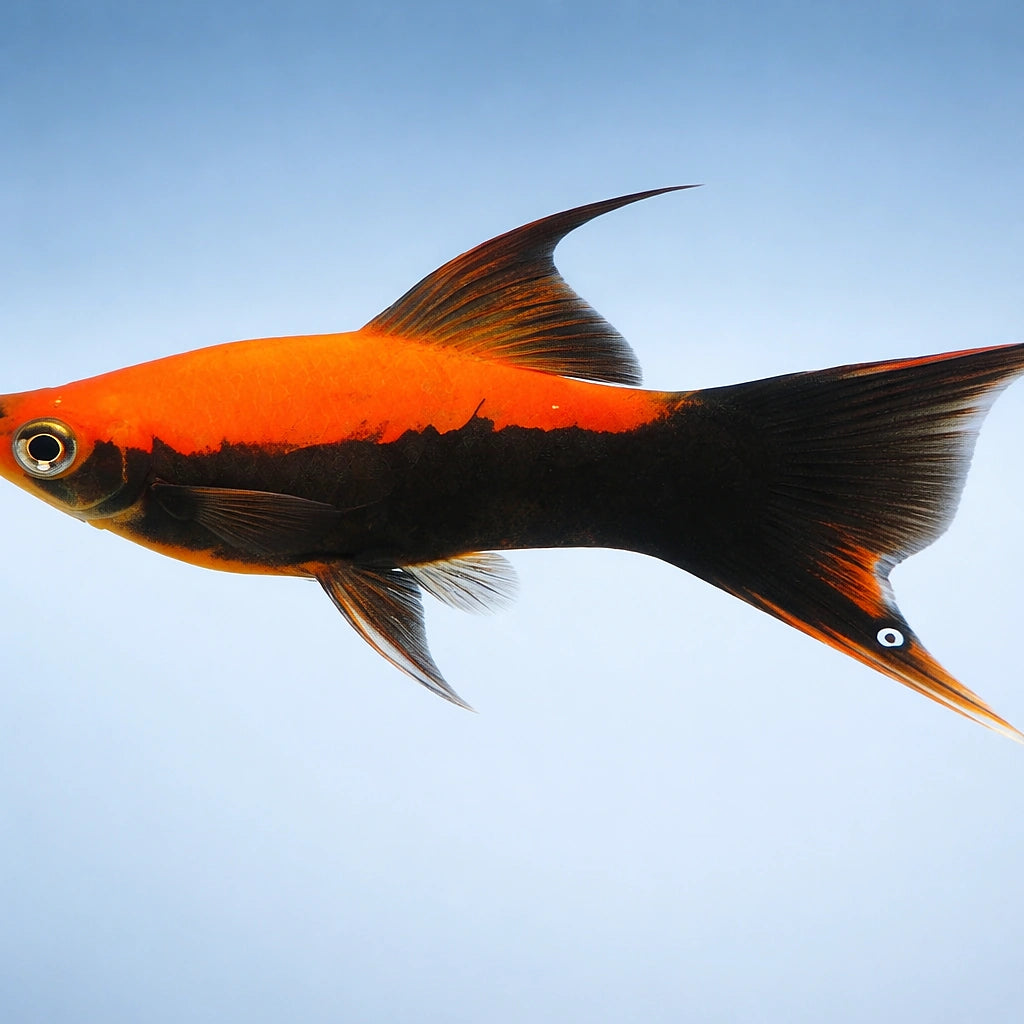 Swordtail Tuxedo Lyra — tropical fish for sale UK — AI side clean view
