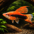 Swordtail Wien Lyra — tropical fish for sale UK — AI hero driftwood view