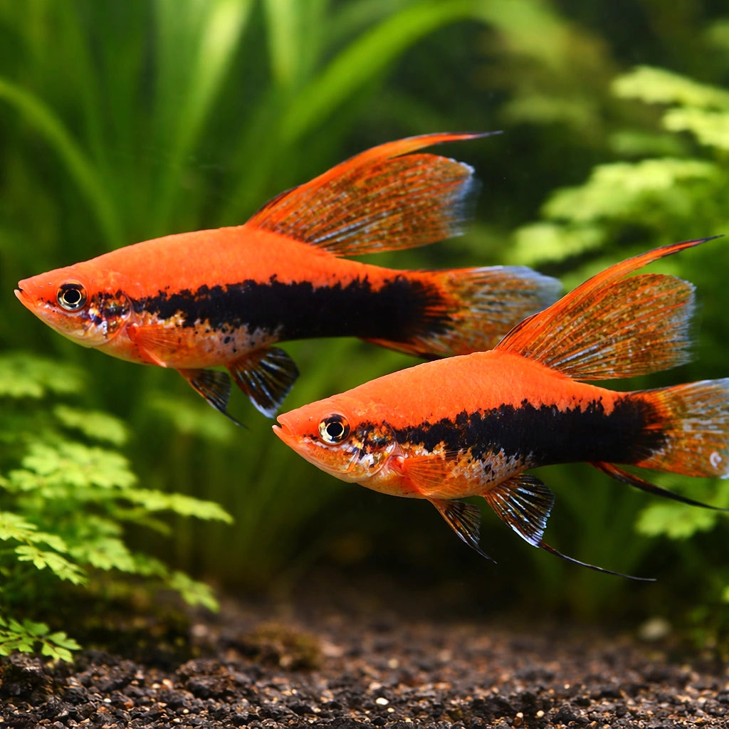Swordtail Wien Lyra — tropical fish for sale UK — AI pair planted view
