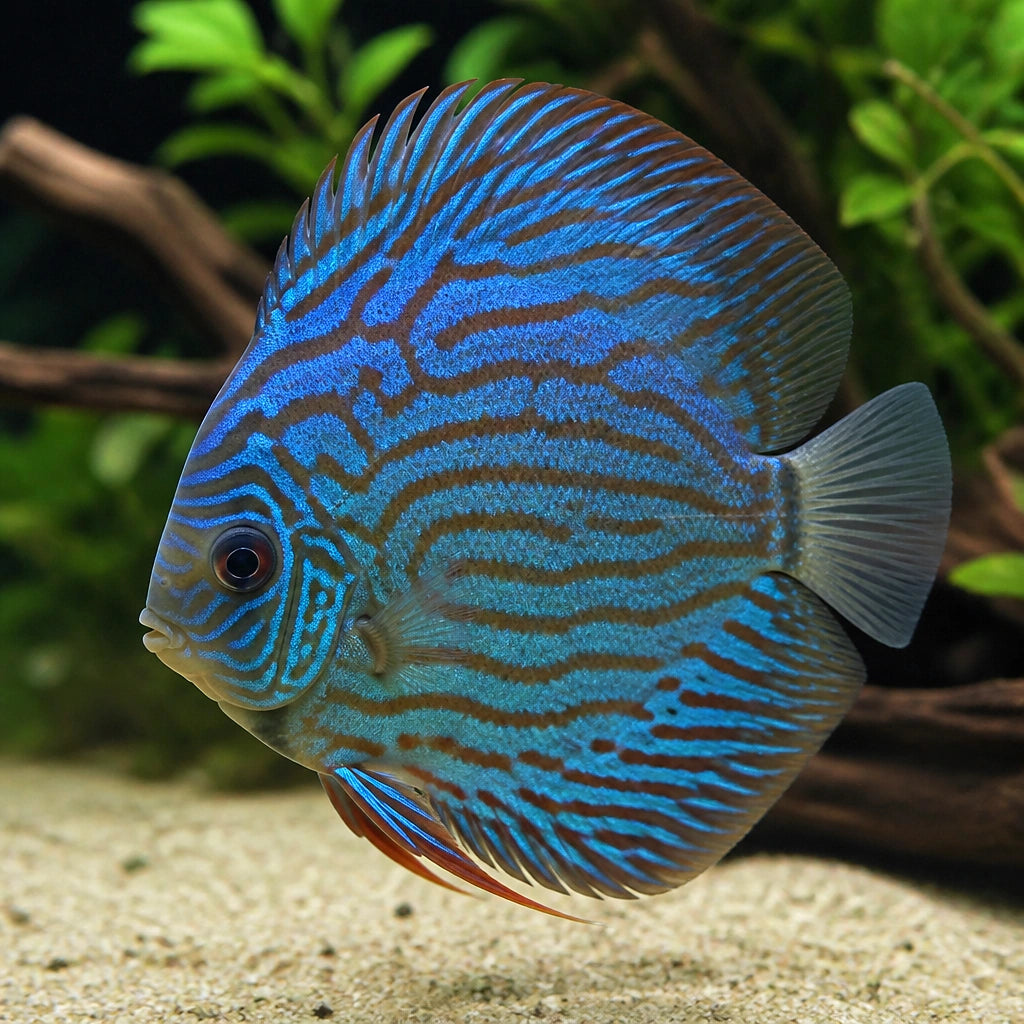 Symphysodon discus blue heckel — tropical fish for sale UK — AI natural aquarium view
