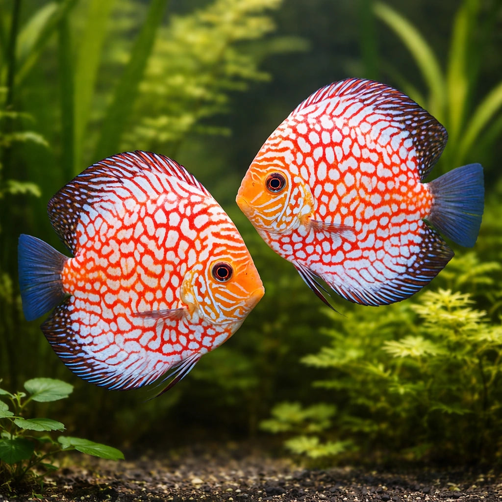 Symphysodon Pigeon Checkerboard — tropical fish for sale UK — AI pair planted view