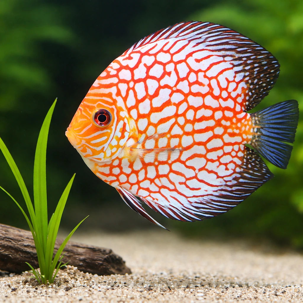 Symphysodon Pigeon Checkerboard — tropical fish for sale UK — AI scale plant view