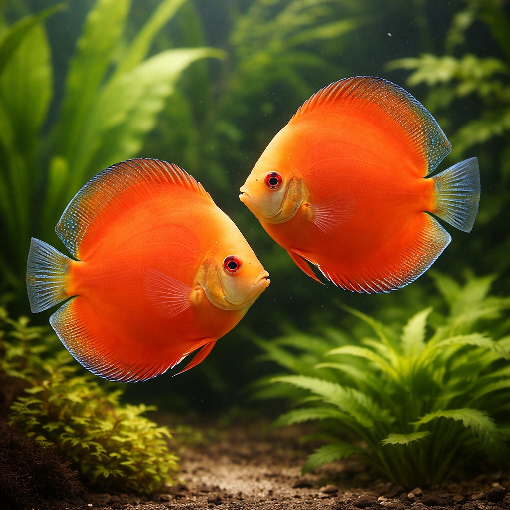 Symphysodon Red Melon — tropical fish for sale UK — AI pair planted view