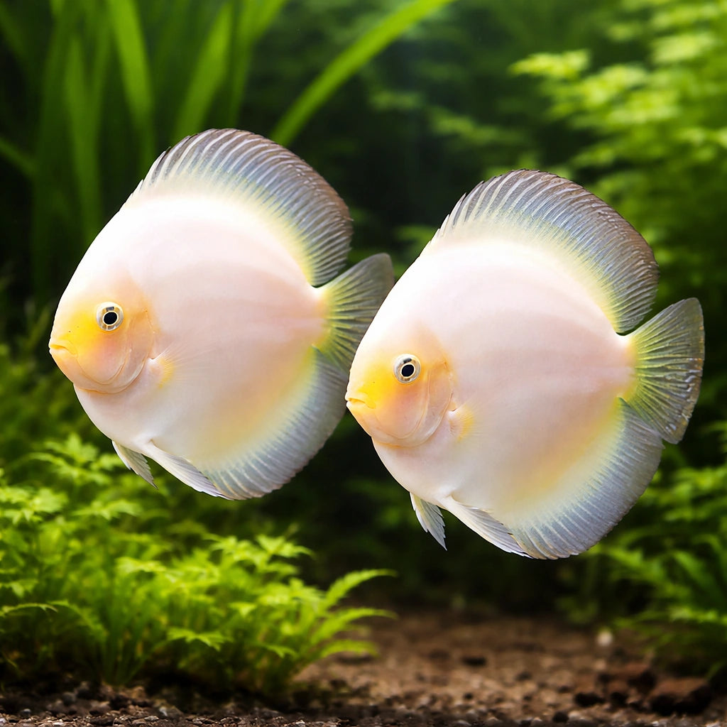 Symphysodon White Diamant — tropical fish for sale UK — AI pair planted view