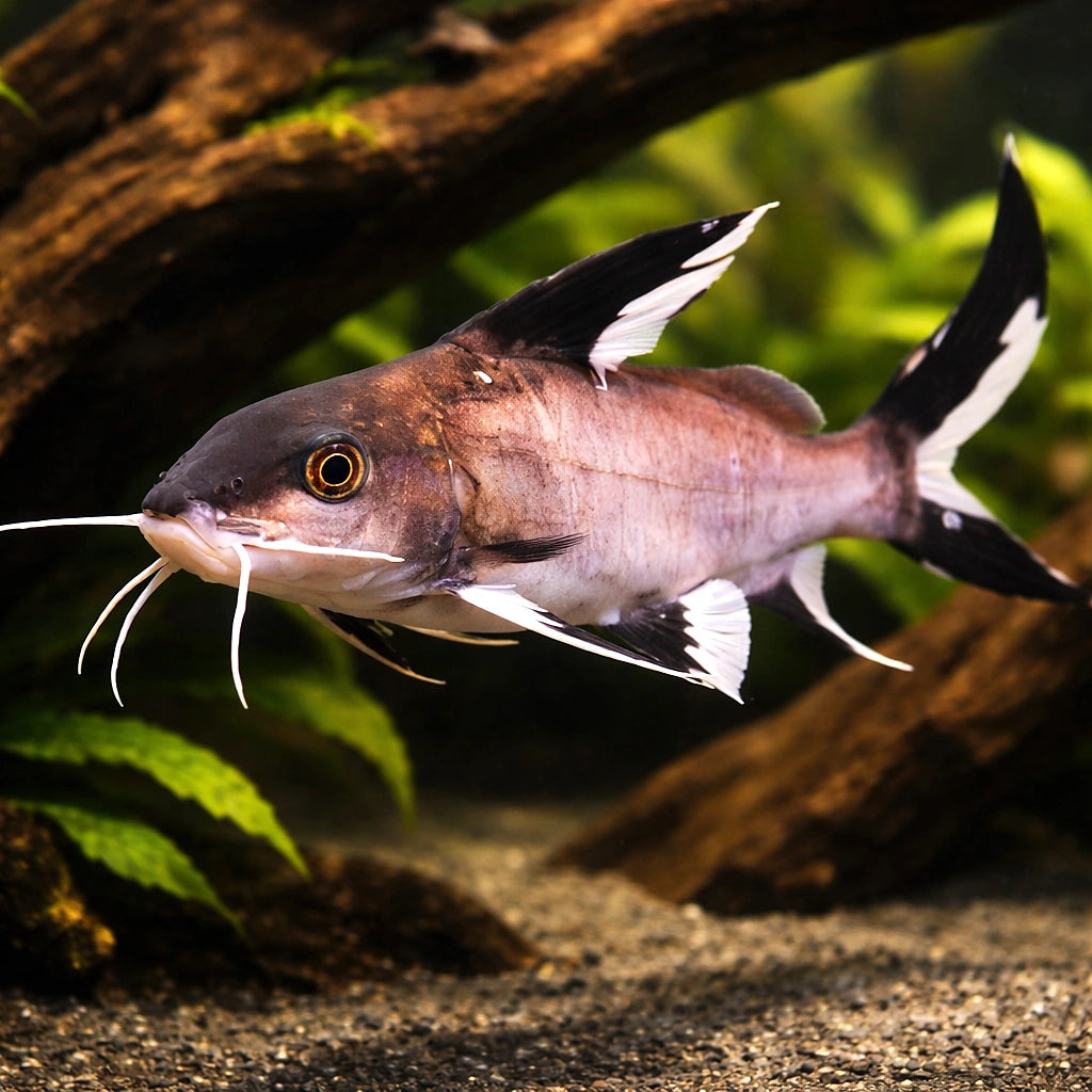 Synodontis granulosus 3 - — tropical fish for sale UK — AI hero driftwood view