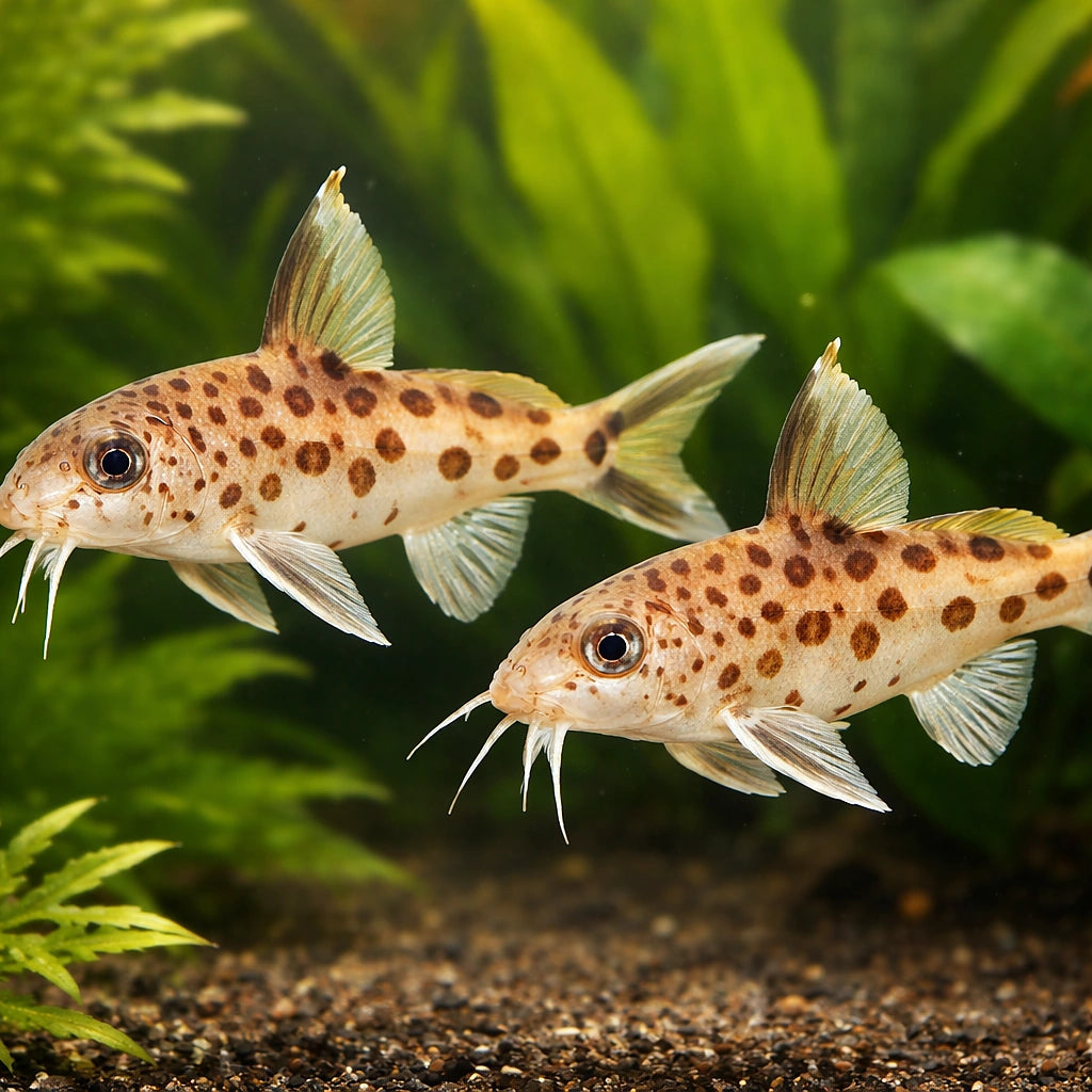 Synodontis multipunctatus sp. 2,5 - — tropical fish for sale UK — AI pair planted view