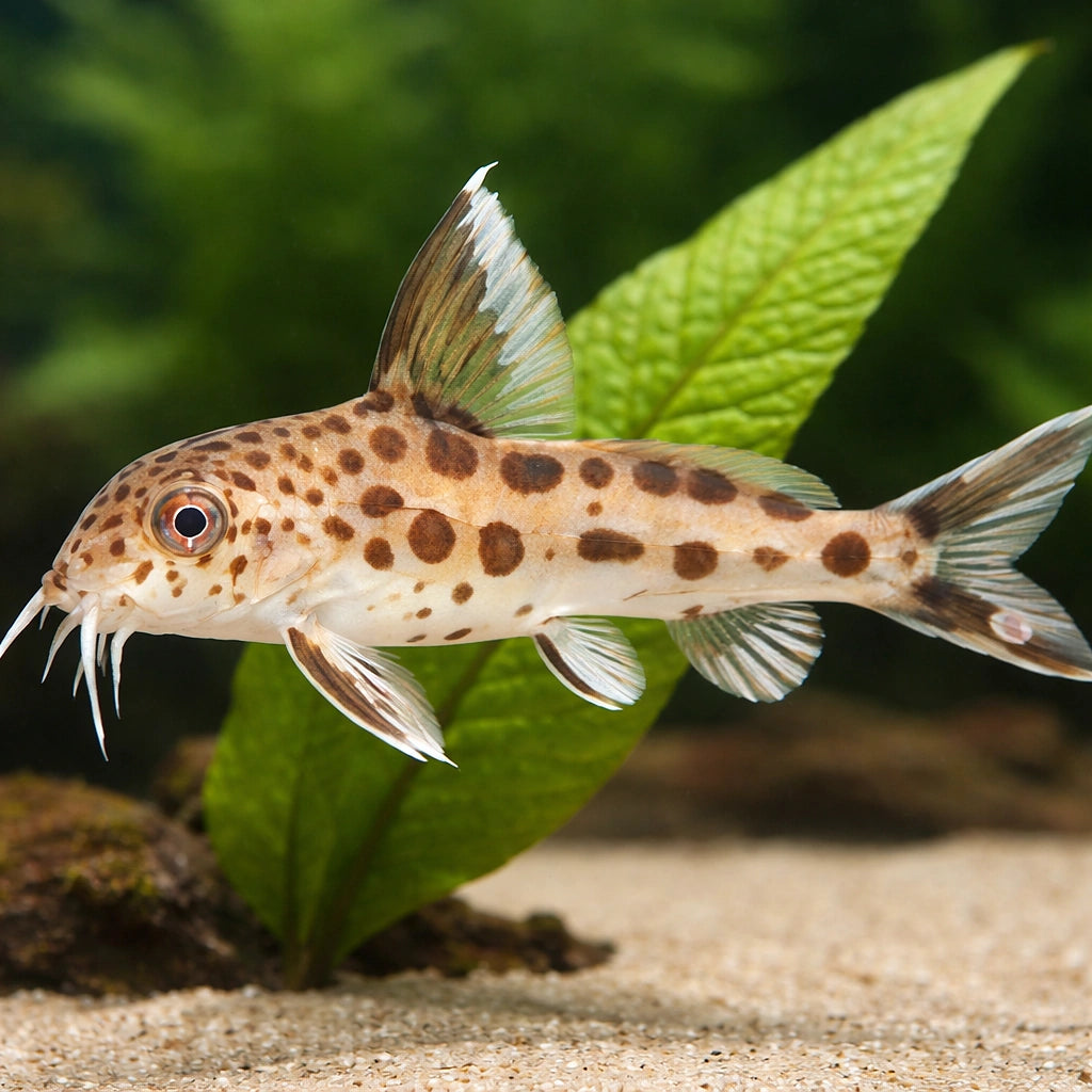 Synodontis multipunctatus sp. 2,5 - — tropical fish for sale UK — AI scale plant view