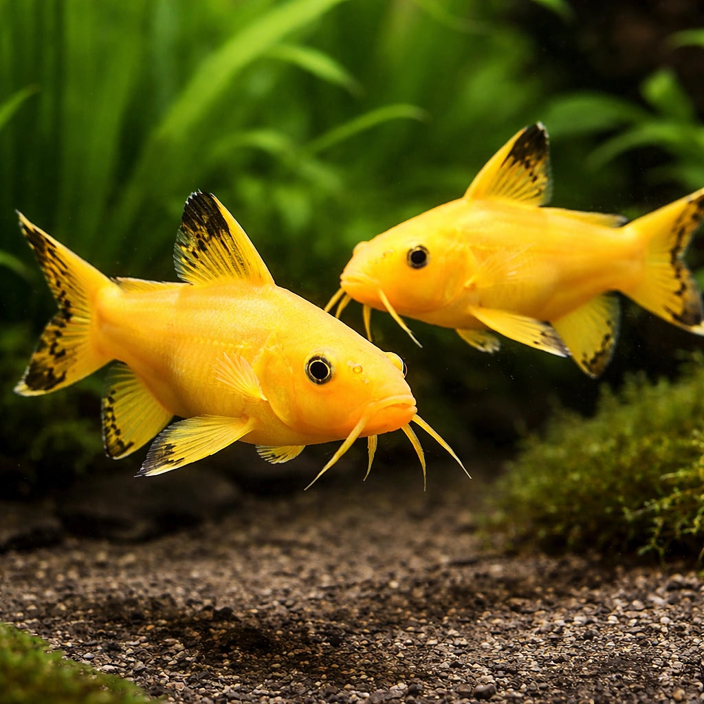 Synodontis nigrita white 3 - — tropical fish for sale UK — AI pair planted view
