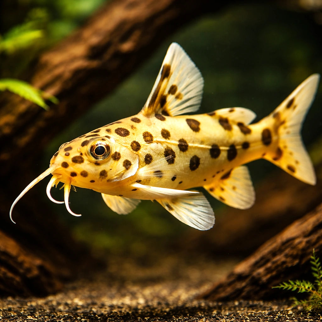 Synodontis njassae — tropical fish for sale UK — AI hero driftwood view
