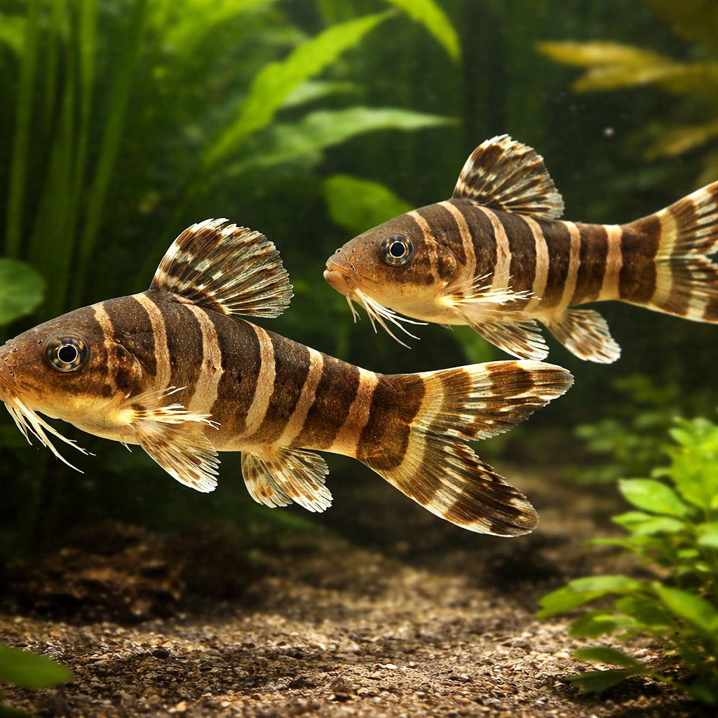 Synodontis ornatipinnis 4 - — tropical fish for sale UK — AI pair planted view