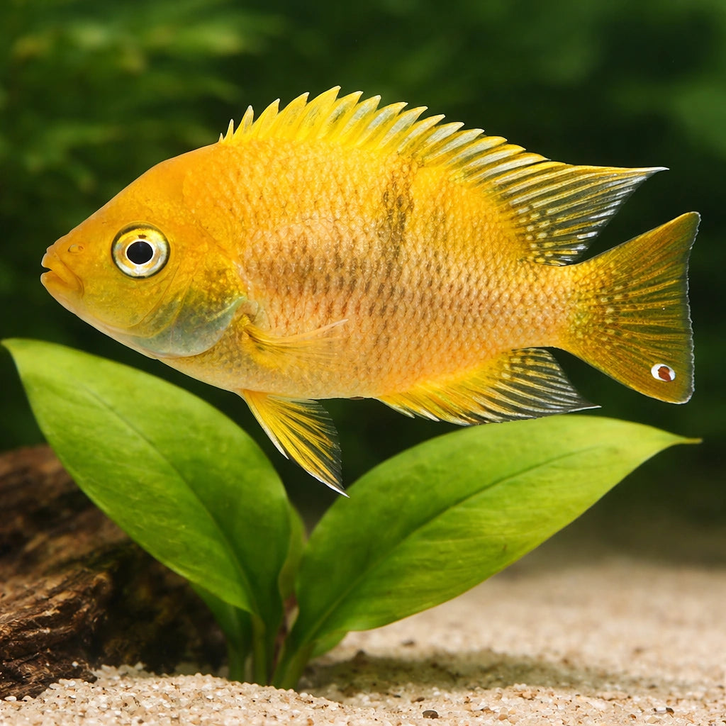 T-Bar Cichlid gold — tropical fish for sale UK — AI scale plant view