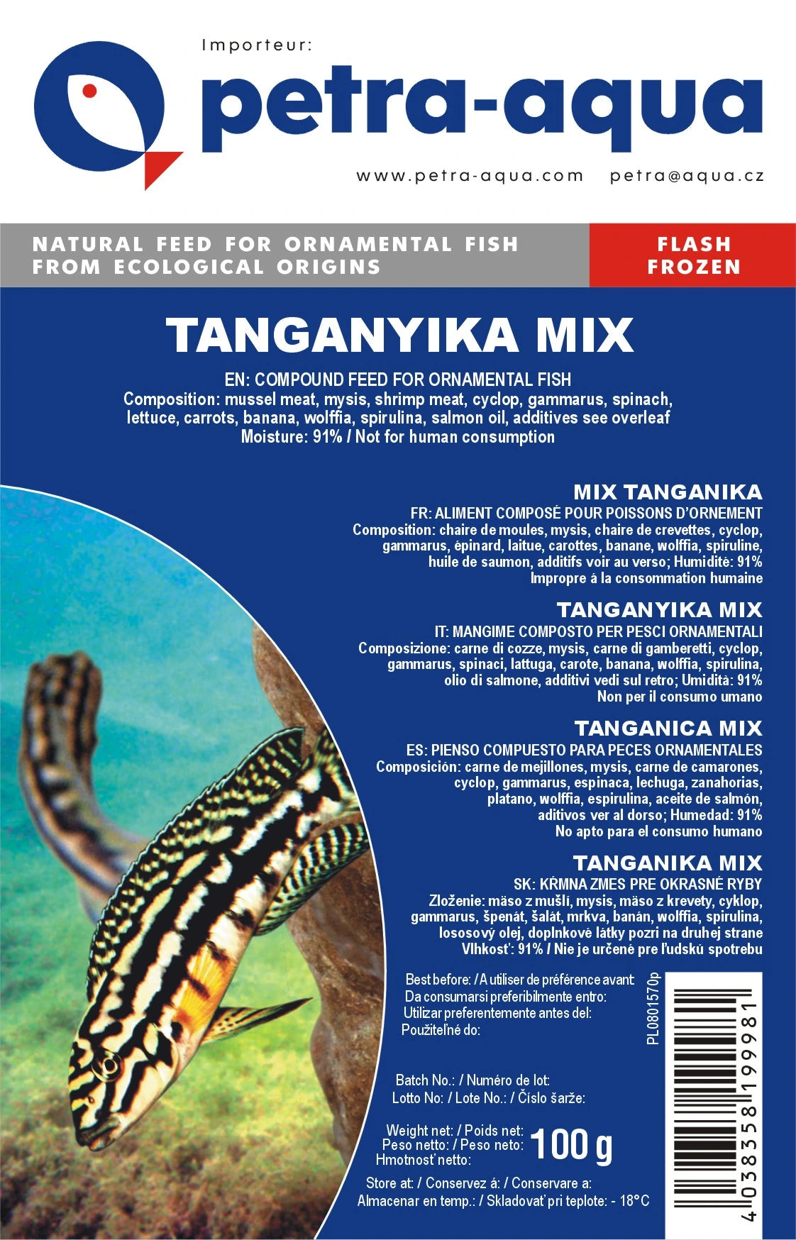 Petra Tanganjikamix frozen blister fish food pack 6 x 100g