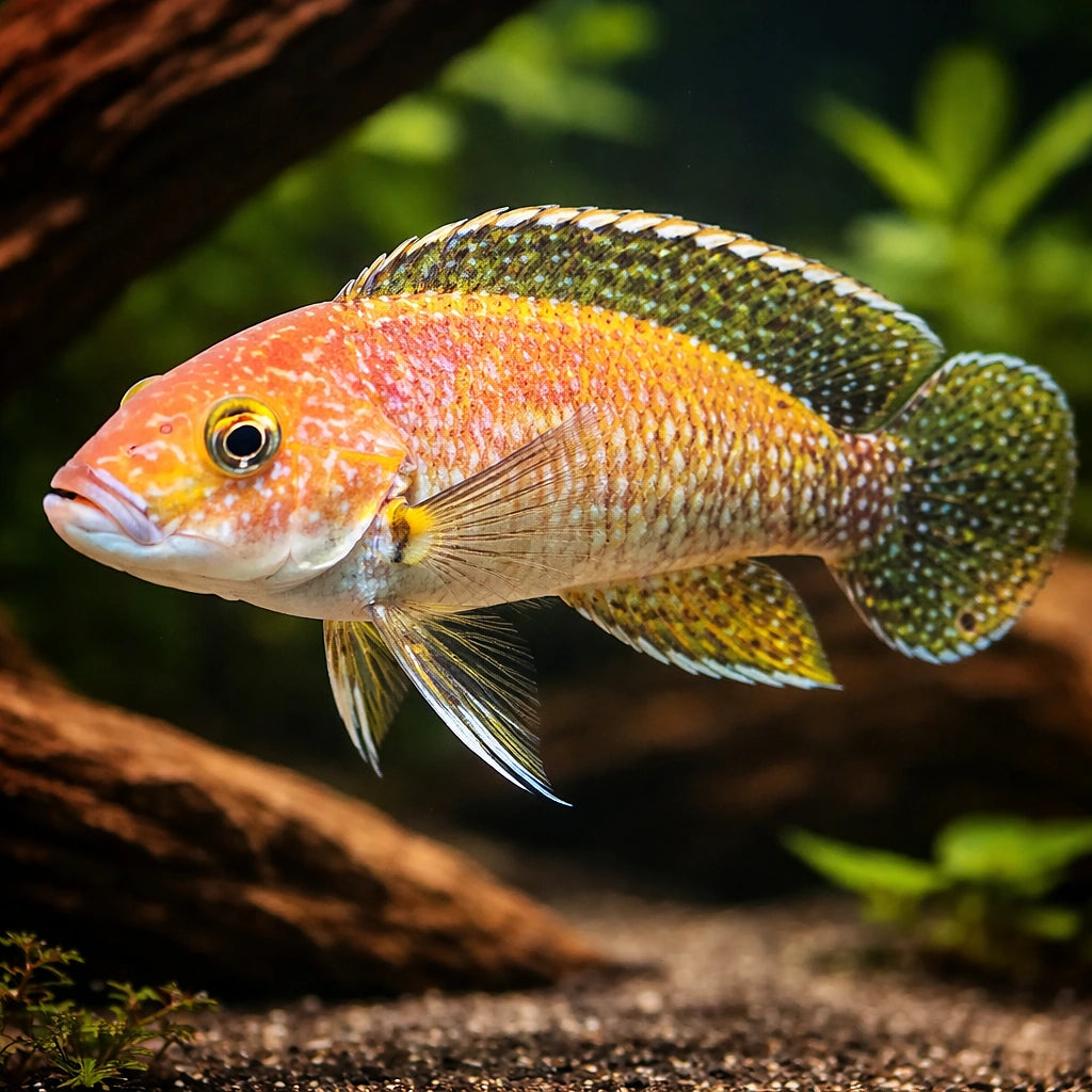 Telmatochromis dhondti orange 4 - — tropical fish for sale UK — AI hero driftwood view