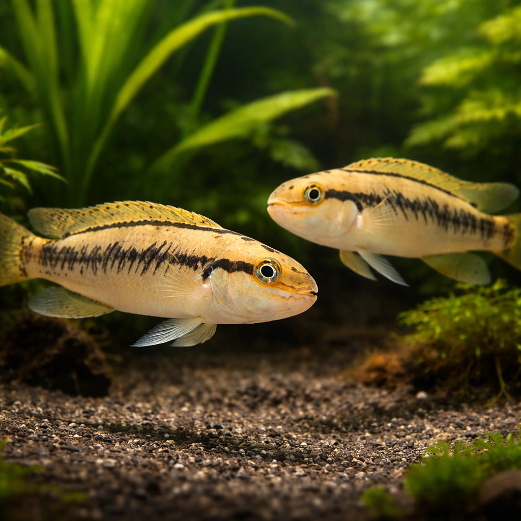 Telmatochromis vittatus S — tropical fish for sale UK — AI pair planted view