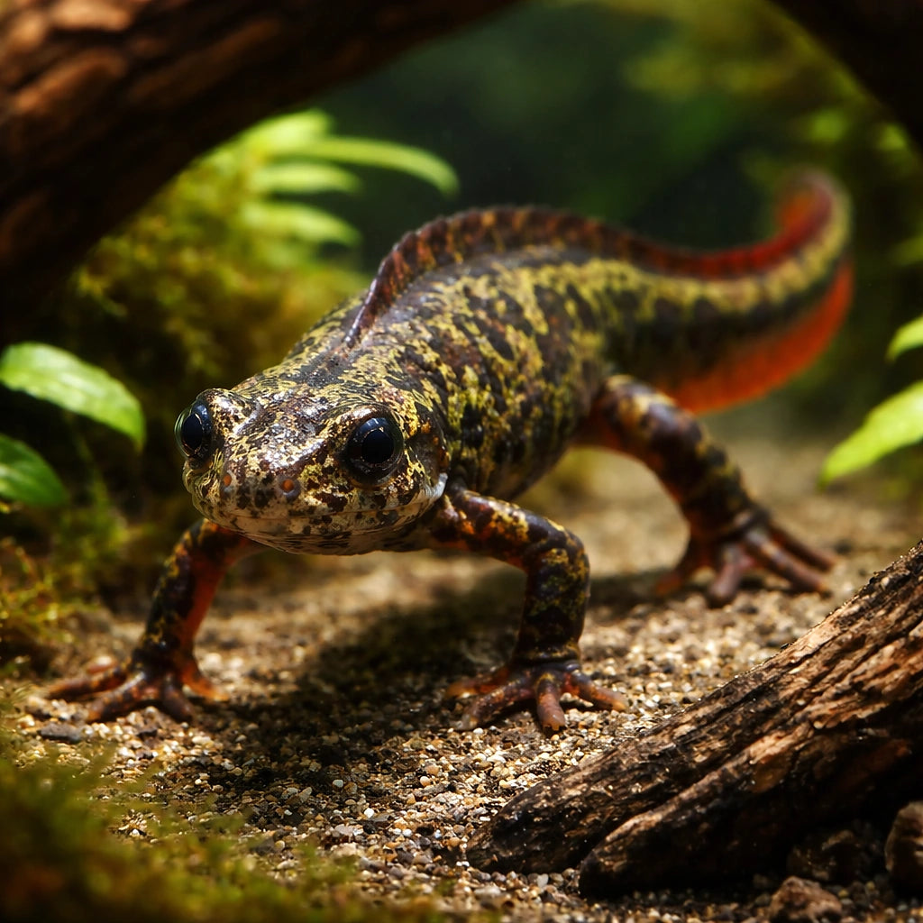 The marbled newt — tropical fish for sale UK — AI hero driftwood view