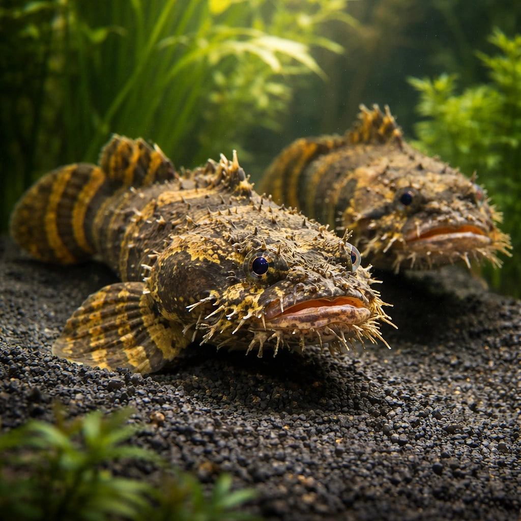 Three-spined frogfish — tropical fish for sale UK — AI pair planted view