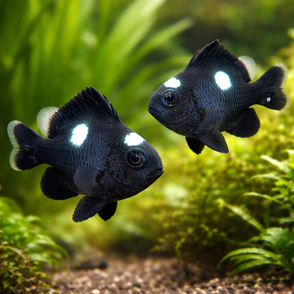 Threespot Dascyllus — tropical fish for sale UK — AI pair planted view