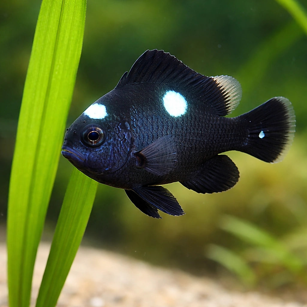 Threespot Dascyllus — tropical fish for sale UK — AI scale plant view