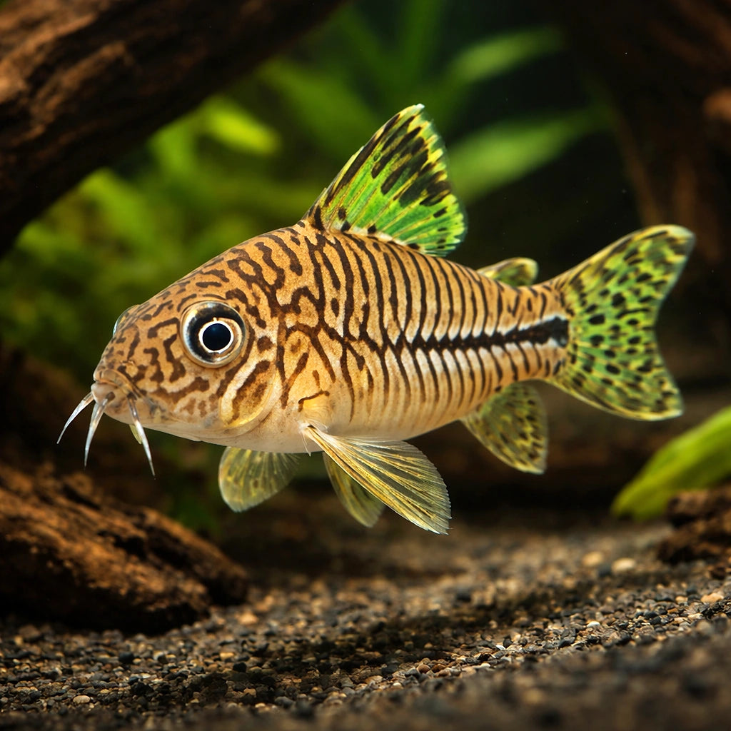Threestripe catfish — tropical fish for sale UK — AI hero driftwood view
