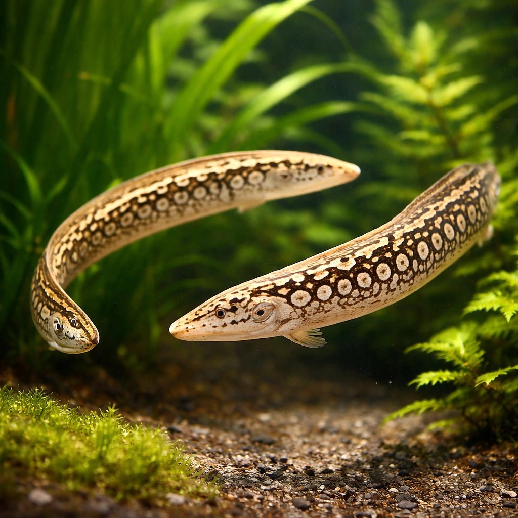 Tire track Eel — tropical fish for sale UK — AI pair planted view